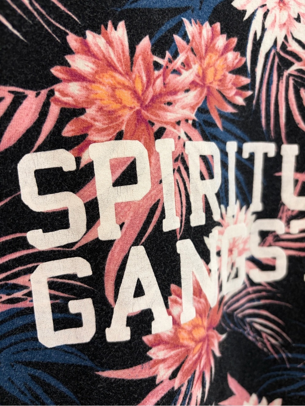 Spiritual Gangster Black Floral Logo Pullover with Pink Accents - Picture 2 of 3